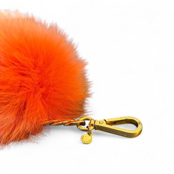 Michael Kors Tangerine Faux Fox Fur Pom Pom Keychain - Picture 2 of 4